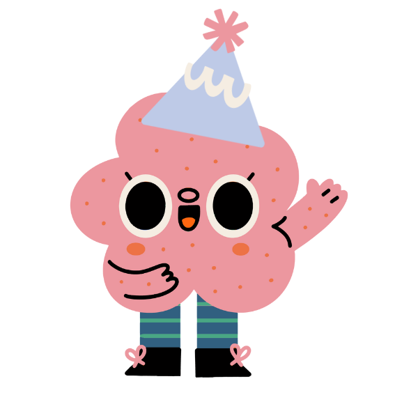 Explorative Character wearing a birthday hat Illustration