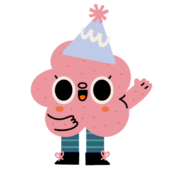 Explorative Character wearing a birthday hat Illustration